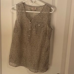 Loft Sheer Animal Print Sleeveless Button Up Blouse with Pocket - Size Small
